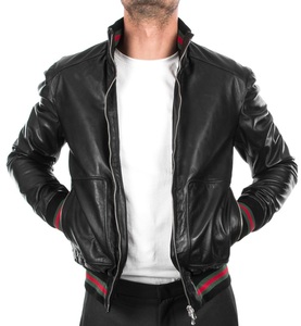 Chaqueta de cuero para motorista, estilo informal, clásica, de cuero real, a la moda - Product Image 5