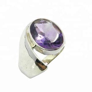 Encantadores anillos de joyería de piedras preciosas de amatista de Plata de Ley 925, hermosa joyería de plata de moda, anillo Eternity Vermeil - Product Image 1