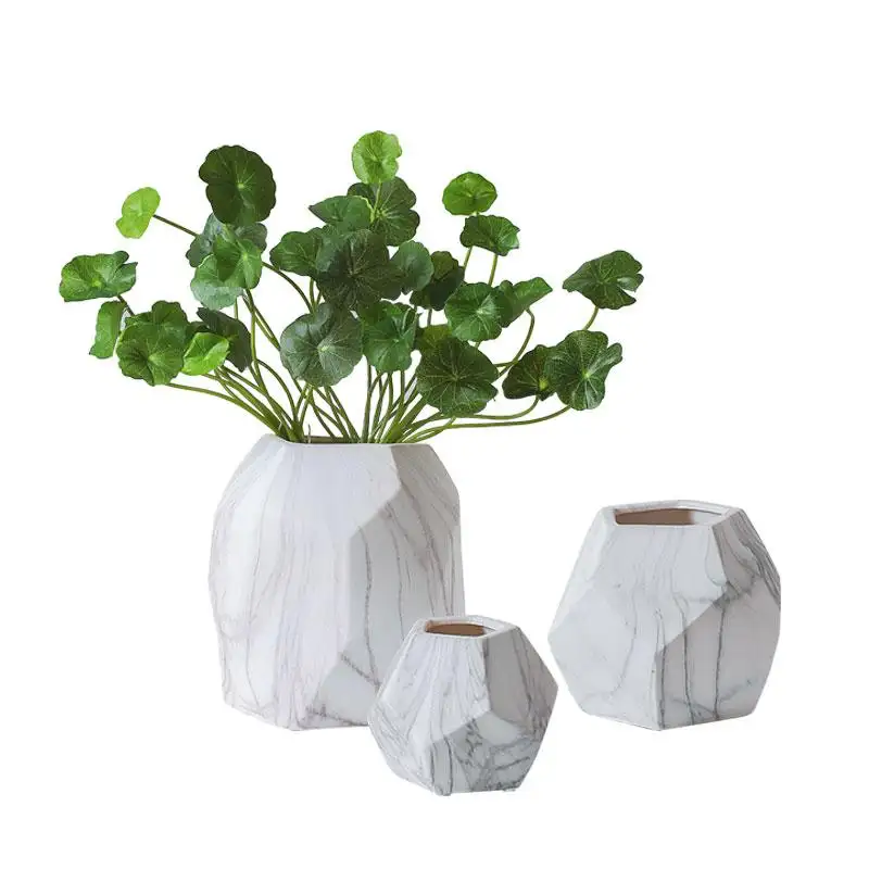 Vaso di fiori in granito fantasia Design semplice colore bianco che decora vaso di fiori di lusso moderno