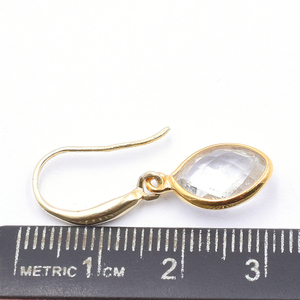 31-32mm Cristal Quartz Marquise Forme Boucle D'oreille 925 Bijoux En Argent avec 14k Plaqué Or Fil D'oreille Inclus - Product Image 3