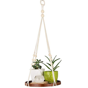 Support rond pour plantes en bois, à suspendre, avec cintres et cordes, 50 pièces - Product Image 1