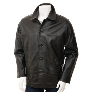 Veste d'hiver frigorifique sur mesure pour hommes et femmes en cuir noir avec fourrure de mouton - Product Image 1