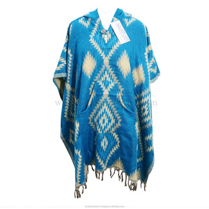 Luxurious Acrylic <b>Poncho</b> for Effortless Style Geometric Print Hooded <b>Poncho</b> Easy to Wear Cozy <b>Poncho</b> with High Quality - Product Image 1