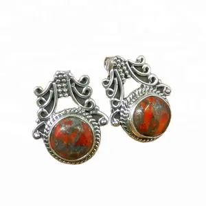 sponge coral earrings handmade silver jewelry wholesaler 925 sterling silver jewelry Indian silver earrings suppliers fr women
