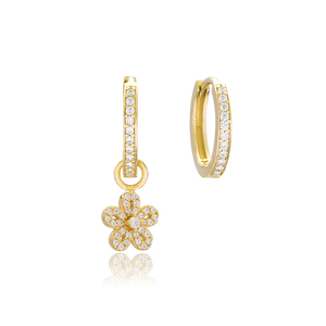 Diseño de la flor pendientes de forma turco hecho a mano al por mayor chapado en oro de la joyería de la plata esterlina 925 - Product Image 1