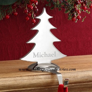 Supports de bas de Noël étoile métallique brillante argentée support cintre décorations de table de Noël en métal robuste - Product Image 4
