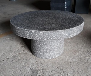 [Ecova-pots] <b>TABLE</b> SET in GREY CONCRETE TERRAZZO, FURNITURE CONCRETE - Product Image 1