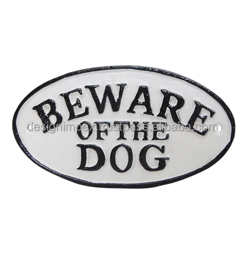Best Selling Cast Iron Beware Of The Dog Oval Shape General Sign Wholesale Supply Most trending Elegant Wall Sign at Low Price
