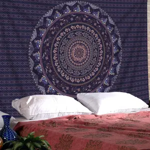 Blauwe Indische Mandala Bohemian Muur Opknoping Dorm Decor Psychedelische Etnische Decoratieve Wandkleden Katoen Goedkope Prijs Tapestry