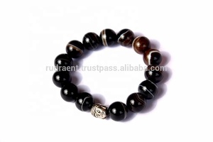 Pulsera Elástica de Estilo Budista Bohemio Unisex con Cuentas Lisas de Ágata de Botsuana de 12 mm, Regalo Natural Personalizable para Fiestas - Product Image 5
