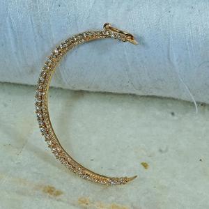 14K Yellow Gold Antique Crescent <b>Moon</b> Double Cut Pave Diamond Handmade Fashion Pendant - Product Image 6
