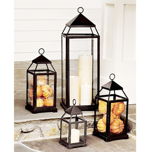 Clear Glass Metal Candle <b>Lantern</b> Handmade Dull <b>Black</b> Wedding Tabletop Decorative Best Price 3-Piece Set - Product Image 4