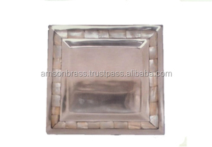 Plats, assiettes et plateaux pour la décoration de mariage, plat de service pour le riz, plat en métal, forme carrée, plateaux de service - Product Image 2