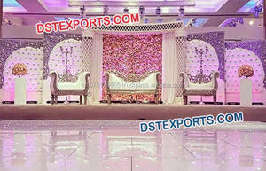 Paneles de escenario de piel para boda, conjunto occidental de decoración de escenario de boda, color blanco romántico, Inglés - Product Image 4