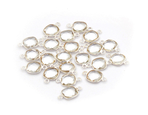 Bezel Set Sterling Silver Crystal Quartz Connector - Product Image 1