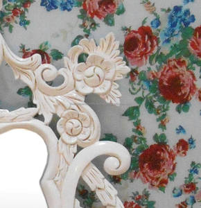 Meubles peints en blanc, sculpture sur bois, miroir, chambre à coucher, acajou, indonésien - Product Image 3