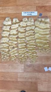 Nueva llegada 100% Remy extensiones de cabello humano doble dibujado cuerpo Rubio estilo ondulado 613 piel trama Color - Product Image 2