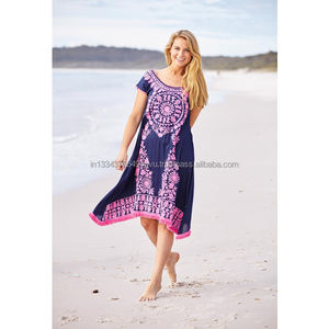 2026 Show Stopper mujeres túnica Vestido corto Sexy bohemio Mandala hipopótamo Look rosa brillante Aari bordado con flecos dobladillo cuello barco - Product Image 1