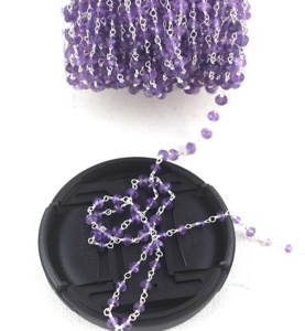 Chapelet Perles Chaîne Naturel Violet Améthyste Rondelle Pierres Précieuses À Facettes AAA Grade Étincelles Faire Des Bijoux DIY - Product Image 1