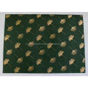 100% Gỗ Miễn Phí Màu Xanh Lá Cây Màu <span class=keywords><strong>Handmade</strong></span> Tái Chế Bông Vàng Lá <span class=keywords><strong>In</strong></span> Quà Tặng Gói Giấy Tờ - Product Image 1