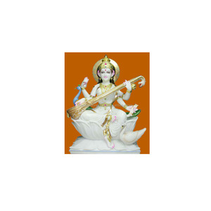 White Marble <b>Stone</b> Saraswati Hindusm Goddess Attractive And Mindblowing And Handmade Stetue Made In India - Product Image 1