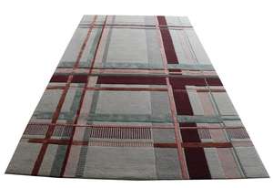 Alfombra personalizada de lana/seda con mechones a mano, rectangular de lujo para el hogar moderno diseño geométrico, oficina, cocina, comedor, respaldo de látex - Product Image 3
