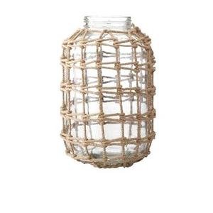 VOTIVE-Vela de vidrio transparente de yute, colgante de vidrio votivo, color negro - Product Image 2