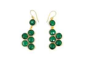 Belle forme ronde en quartz vert plaqué or bijoux faits à la main faisant des boucles d'oreilles multi-pierres naturelles - Product Image 1