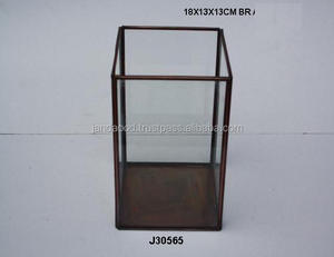 โคมไฟเชิงเทียนทองเหลืองและแก้วสำหรับตกแต่งบ้านแบบโบราณเชิงเทียนงานประดิษฐ์โลหะ - Product Image 3