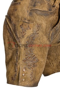 Pantalones cortos tradicionales de cuero auténtico Lederhosen Oktoberfest bávaro personalizados con tirantes a juego Unisex de talla grande nuevo diseño - Product Image 2