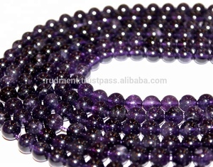 Perles rondes lisses en améthyste naturelle du Brésil, certifiées par un tiers, 6 mm-10 mm, 40-45 g, Rudra Gems - Product Image 3