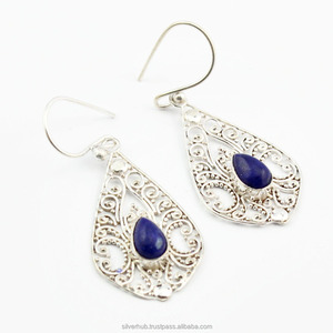 Handmade Designer Customized <b>Earring</b> for Women 925 <b>Sterling</b> <b>Silver</b> Lapis Lazuli Gemstone Fine <b>Drop</b> Dangle <b>Earrings</b> For Women - Product Image 2