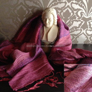 Thailand's Handwoven Purple Thai <b>Silk</b> <b>Shawls</b> - Product Image 1