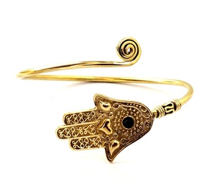 <b>Black</b> <b>Onyx</b> Hamsa Cuff <b>Bracelet</b> Band Hamsa Bangle - Product Image 5