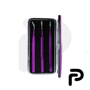 Pince à épiler en acier inoxydable revêtue de plasma violet avec poignée en diamant avec pointe pointue - Product Image 5