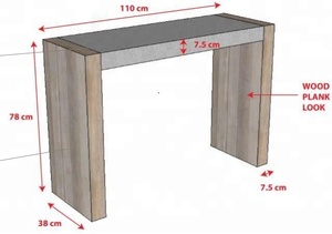 Mesa auxiliar de hormigón de estilo moderno con tapa de madera Muebles de jardín al aire libre para acampar - Product Image 2