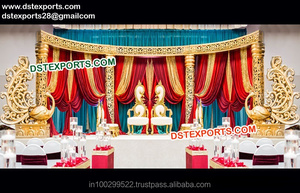 Decoración de escenario de boda con puerta tradicional, escenario de boda con temática Mughal - Product Image 3
