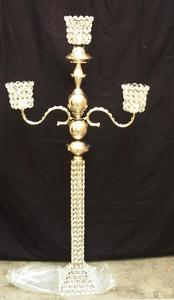 CRYSTAL 3-LIGHT HANDMADE <b>CANDELABRA</b> for SILVER WEDDING CENTER PIECE DECORATION TVAKM Model 4664 - Product Image 3