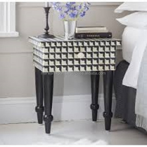 Modern Solid Wood Bedside Table Bone Inlay for Home Villa Hotel Bedroom <b>Living</b> <b>Room</b> Furniture Stylish Antique Design Optional - Product Image 1