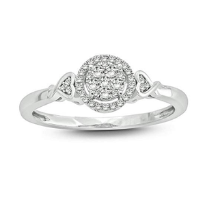 Anillo de diamantes auténticos de 0,60 quilates para mujer en oro blanco de 14 quilates |   Anillo de compromiso con diamantes en forma de halo redondo, elegante joyería fina para damas, regalo - Product Image 1