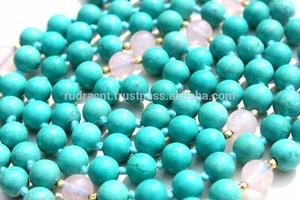 Collier de 108 perles fait à la main Yoga Mala de haute qualité avec des chaînes de perles d'artiste indien nouées avec des pierres précieuses pour cadeau - Product Image 2