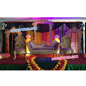 Conjunto de sofá tallado para boda musulmana, muebles modernos y elegantes, mobiliario de escenario de boda real - Product Image 1