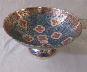 Cuenco de artesanía de latón hecho a mano Minakari Color flor tema alta calidad lujo hogar decorativo fruta usable cuenco - Product Image 2
