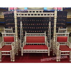 Juego de columpios Sankheda para boda india, columpios de madera de diseñador Sankheda, juego de Jhoola para boda, decoraciones personalizadas, Reino Unido, EE. UU., Canadá, Guyana - Product Image 1