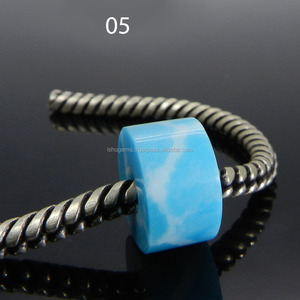 Larimar Sintético 14x8x5mm, Forma de Neumático Liso, Piedra Preciosa con Orificio Grande para Pulsera - IG0135 - Product Image 5