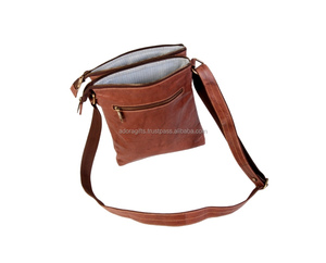 Bandolera de cuero genuino, color marrón - Product Image 1
