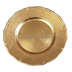 Platos niquelados de aluminio y metal Bandeja decorativa Forma redonda Plato y plato de aluminio de metal Plato de mesa - Product Image 6