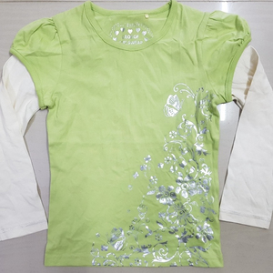 Bangladesh Stock Lot Super Fancy Girls Camiseta de manga larga Multi-Color Silver Print All Cotton for Spring Shipment Overrun - Product Image 1