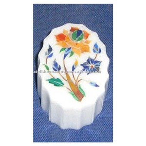 Boîtes à bijoux modernes faites à la main avec incrustations de marbre et motifs floraux, durables, pour la décoration de la maison - Product Image 1