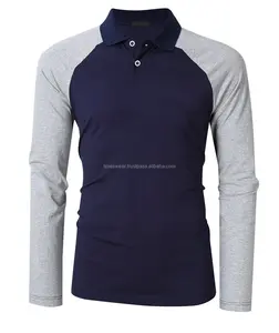 Mannen Hoge Kwaliteit Casual Shirts Crew Neck 2 Knop Raglan Lange Mouw Polo T-shirts/Sport Shirt